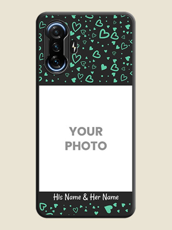 Custom Sea Green Indefinite Love Pattern on Photo on Space Black Soft Matte Mobile Cover - POco F3 GT - alternate view
