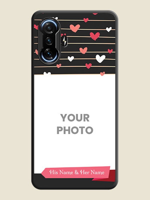 Custom Love Pattern with Name on Pink Ribbon  on Photo on Space Black Soft Matte Back Cover - POco F3 GT - alternate view
