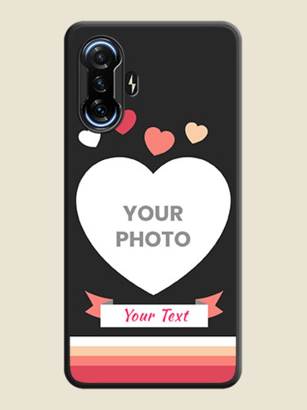 Custom Love Shaped Photo with Colorful Stripes on Personalised Space Black Soft Matte Cases - POco F3 GT - alternate view