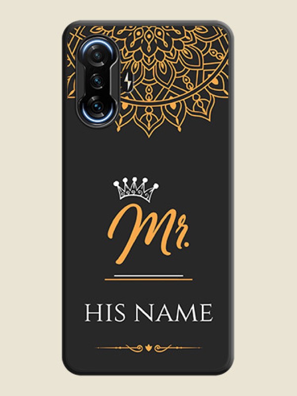 Custom Mr Name with Floral Design  on Personalised Space Black Soft Matte Cases - POco F3 GT - alternate view