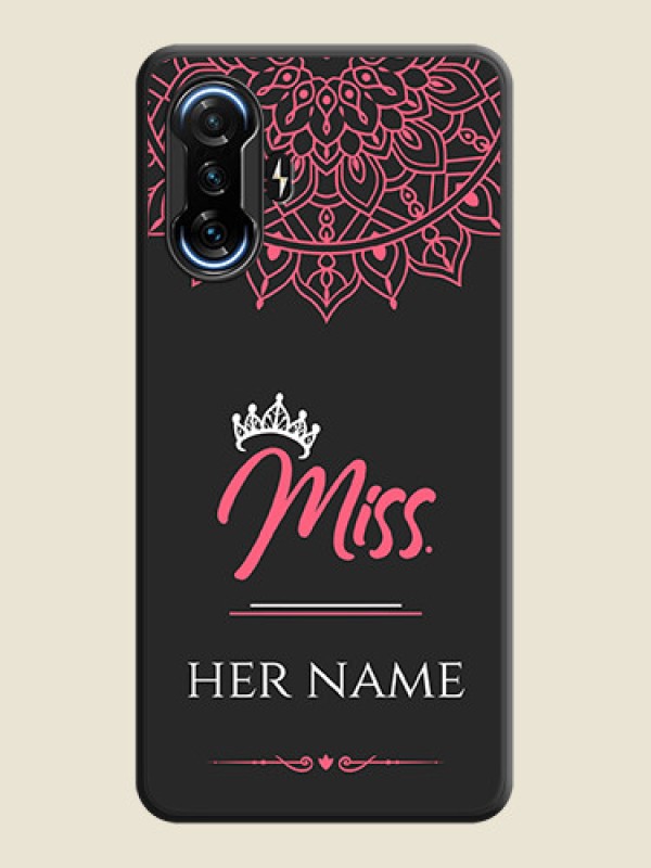 Custom Mrs Name with Floral Design on Space Black Personalized Soft Matte Phone Covers - POco F3 GT - alternate view