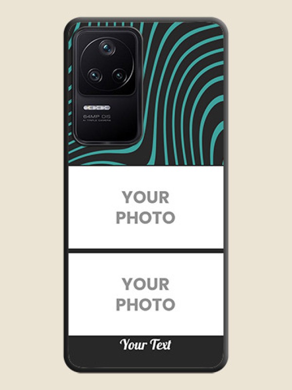 Custom Wave Pattern with 2 Image Holder on Space Black Personalized Soft Matte Phone Covers - Poco F4 5G - alternate view
