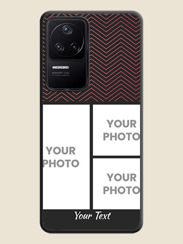 Custom Wave Pattern with 3 Image Holder on Space Black Custom Soft Matte Back Cover - Poco F4 5G - alternate view