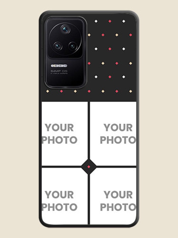 Custom Multicolor Dotted Pattern with 4 Image Holder on Space Black Custom Soft Matte Phone Cases - Poco F4 5G - alternate view