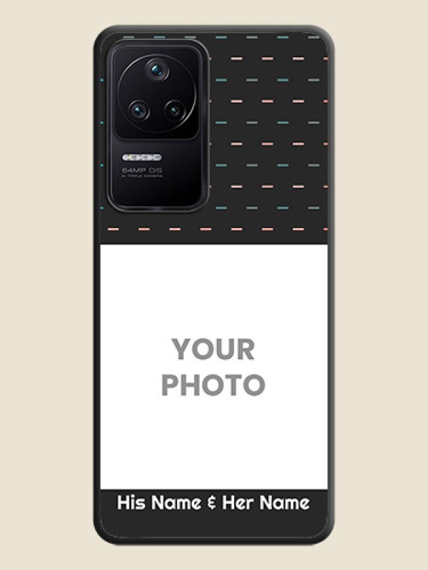 Custom Line Pattern Design with Text on Space Black Custom Soft Matte Phone Back Cover - Poco F4 5G - alternate view