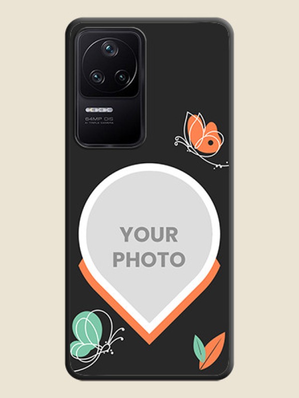 Custom Upload Pic With Simple Butterly Design On Space Black Personalized Soft Matte Phone Covers -Poco F4 5G - alternate view