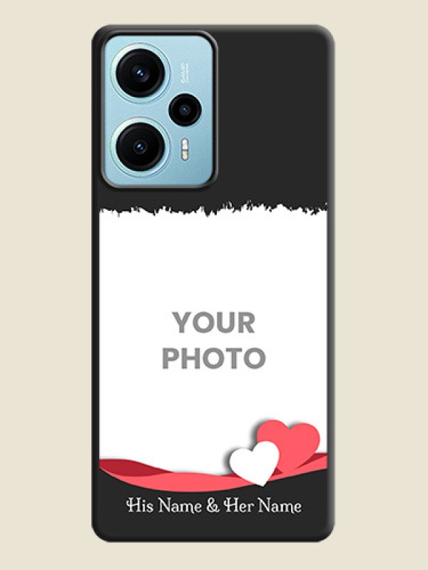Custom Pin Color Love Shaped Ribbon Design with Text On Space Black Custom Soft Matte Mobile Back Cover - Poco F5 - alternate view