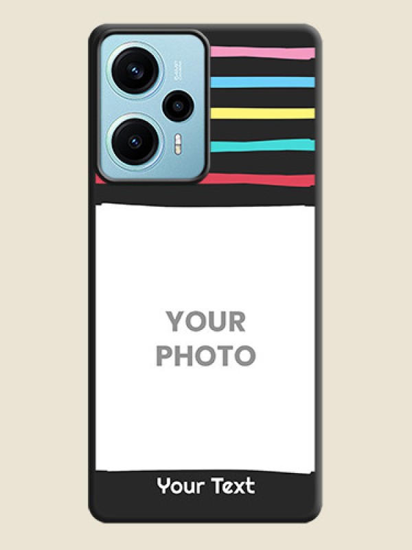 Custom Multicolor Lines with Image On Space Black Custom Soft Matte Mobile Back Cover - Poco F5 - alternate view