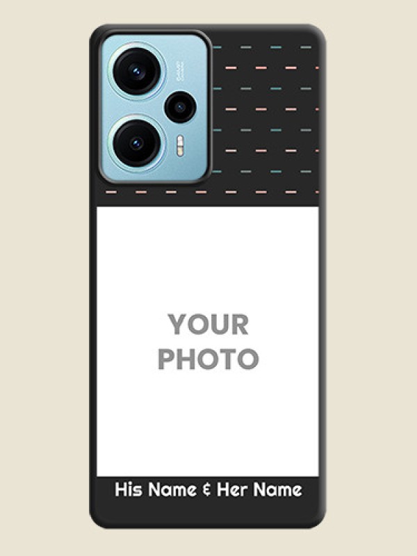 Custom Line Pattern Design with Text On Space Black Custom Soft Matte Mobile Back Cover - Poco F5 - alternate view