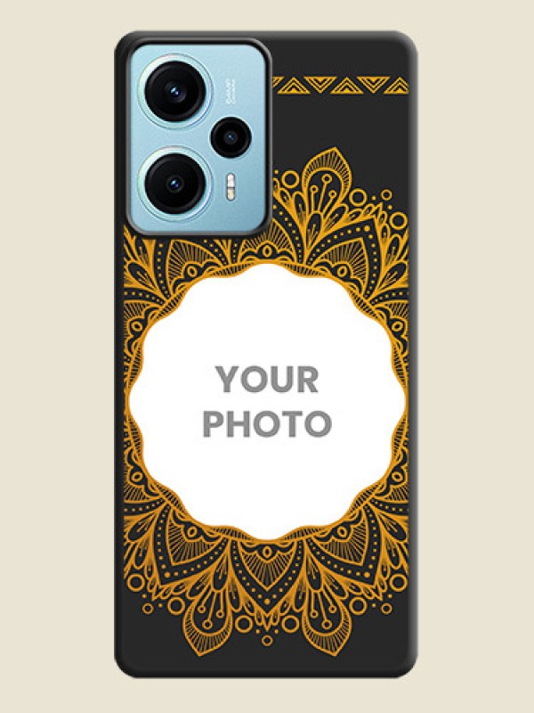 Custom Round Image with Floral Design On Space Black Custom Soft Matte Mobile Back Cover - Poco F5 - alternate view