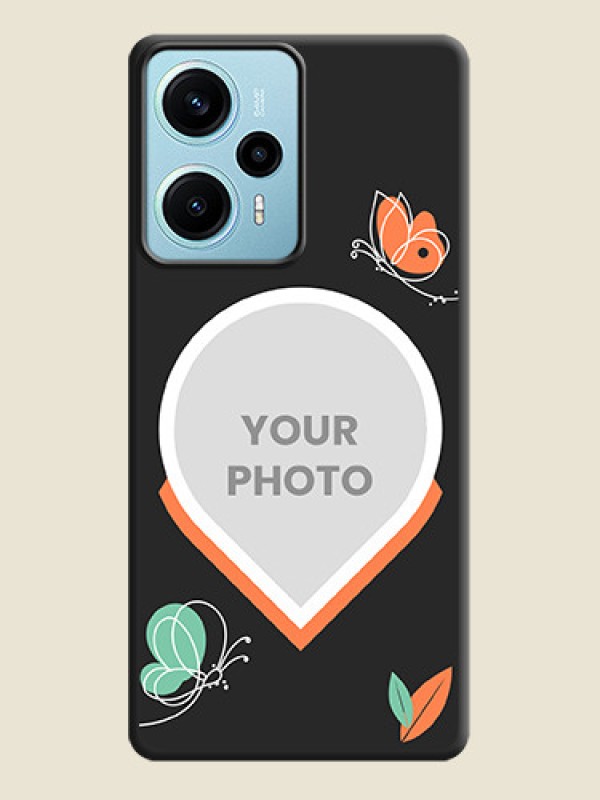 Custom Upload Pic With Simple Butterly Design On Space Black Custom Soft Matte Mobile Back Cover - Poco F5 - alternate view