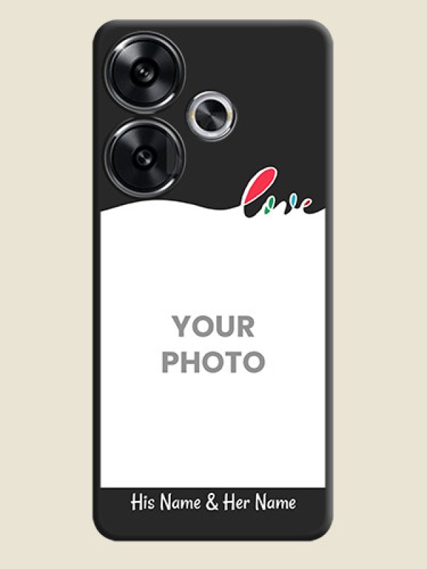 Custom Fall in Love Pattern with Picture on Photo On Space Black Custom Soft Matte Mobile Back Cover - Poco F6 5G - alternate view