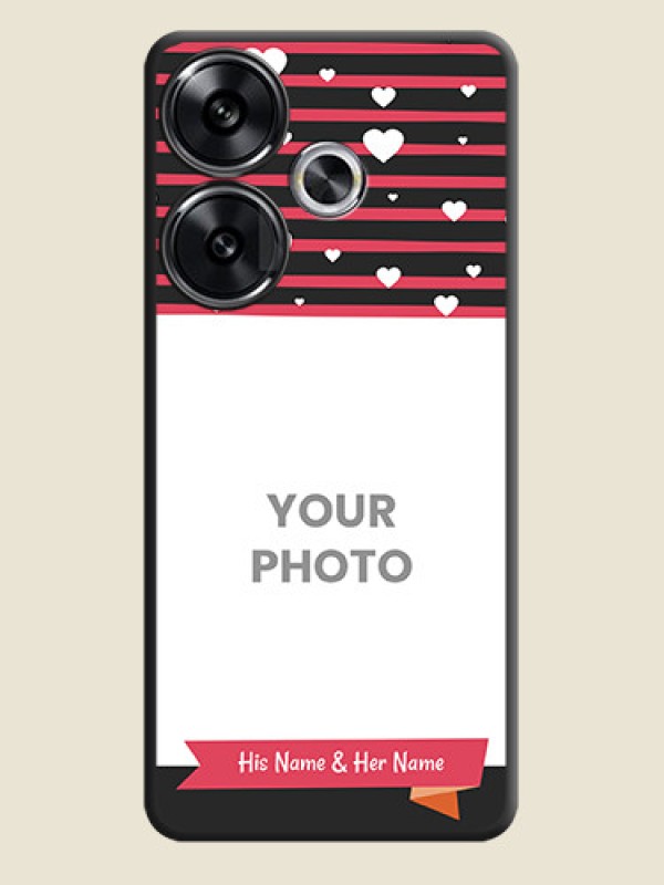 Custom White Color Love Symbols with Pink Lines Pattern On Space Black Custom Soft Matte Mobile Back Cover - Poco F6 5G - alternate view