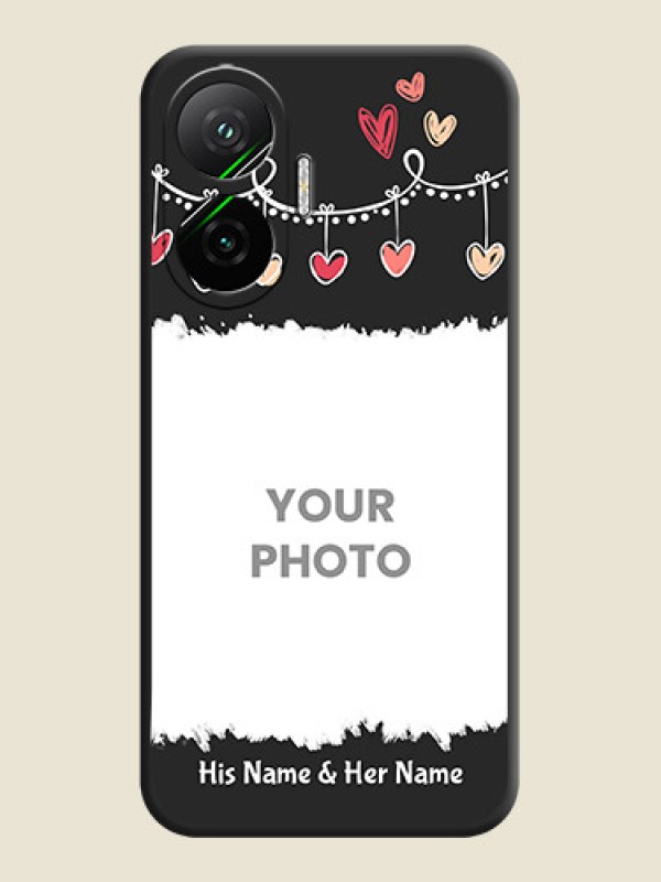 Custom Pink Love Hangings with Name On Space Black Custom Soft Matte Mobile Back Cover - Poco F7 5G - alternate view