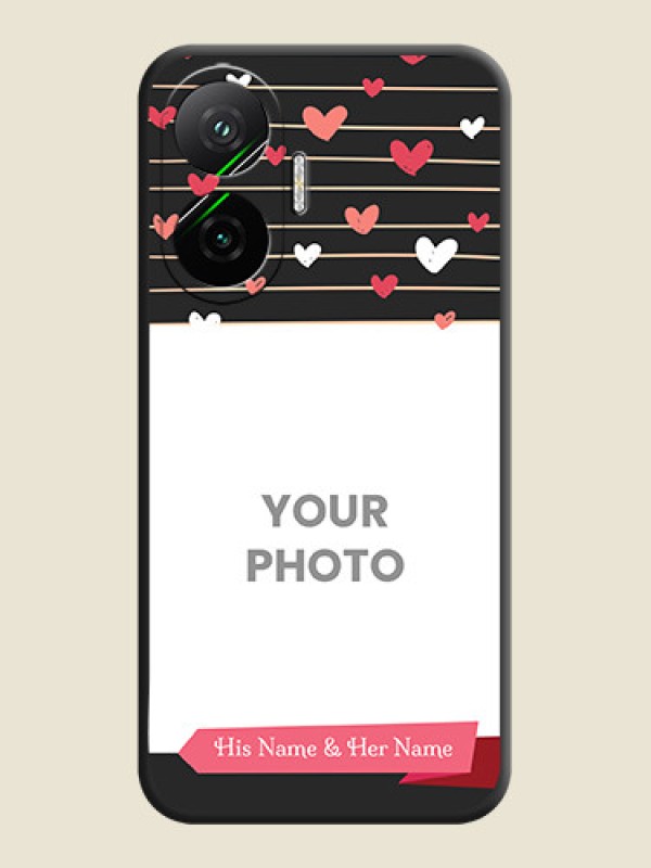 Custom Love Pattern with Name on Pink Ribbon on Photo On Space Black Custom Soft Matte Mobile Back Cover - Poco F7 5G - alternate view