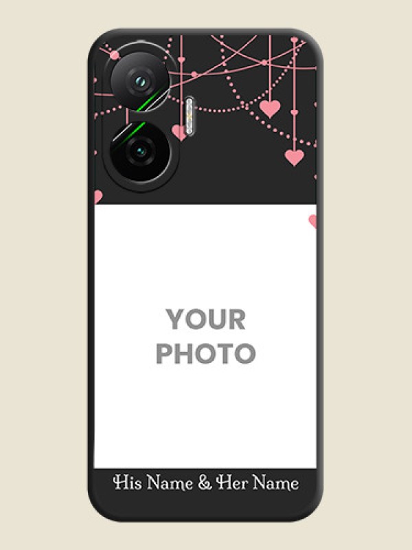 Custom Pink Love Hangings with Text On Space Black Custom Soft Matte Mobile Back Cover - Poco F7 5G - alternate view