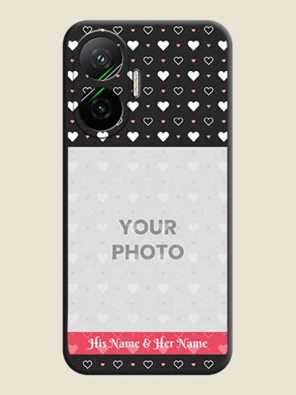 Custom White Color Love Symbols with Text Design on Photo On Space Black Custom Soft Matte Mobile Back Cover - Poco F7 5G - alternate view