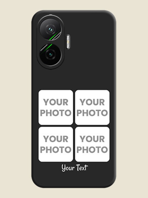 Custom Floral Art with 6 Image Holder on Photo On Space Black Custom Soft Matte Mobile Back Cover - Poco F7 5G - alternate view