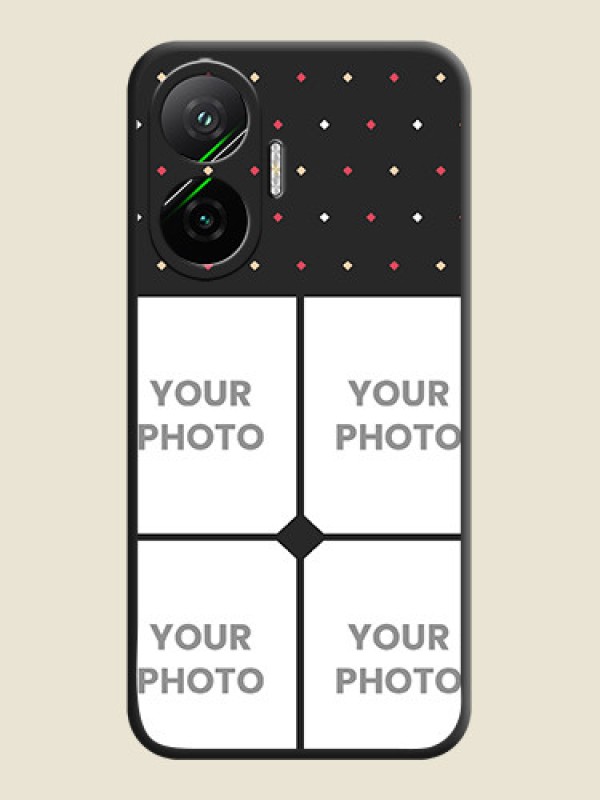 Custom Multicolor Dotted Pattern with 4 Image Holder On Space Black Custom Soft Matte Mobile Back Cover - Poco F7 5G - alternate view