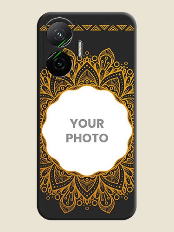 Custom Round Image with Floral Design On Space Black Custom Soft Matte Mobile Back Cover - Poco F7 5G - alternate view