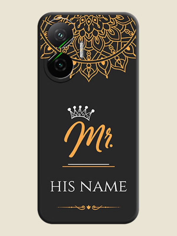 Custom Mr Name with Floral Design On Space Black Custom Soft Matte Mobile Back Cover - Poco F7 5G - alternate view