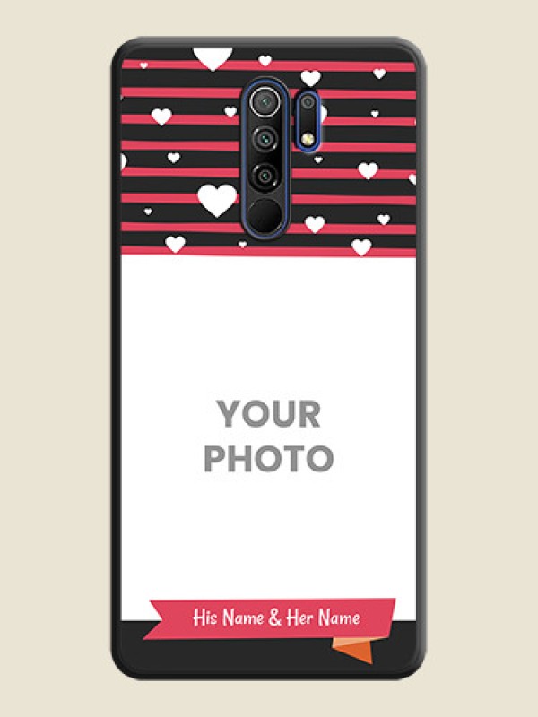 Custom White Color Love Symbols with Pink Lines Pattern on Space Black Custom Soft Matte Phone Cases - Poco M2 Reloaded - alternate view