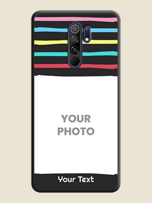 Custom Multicolor Lines with Image on Space Black Personalized Soft Matte Phone Covers - Poco M2 Reloaded - alternate view