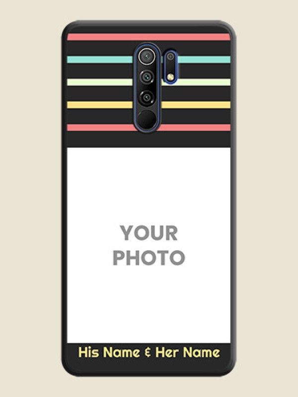 Custom Color Stripes with Photo and Text on Photo on Space Black Soft Matte Mobile Case - Poco M2 Reloaded - alternate view