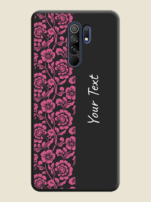 Custom Pink Floral Pattern Design With Custom Text On Space Black Personalized Soft Matte Phone Covers -Poco M2 Reloaded - alternate view