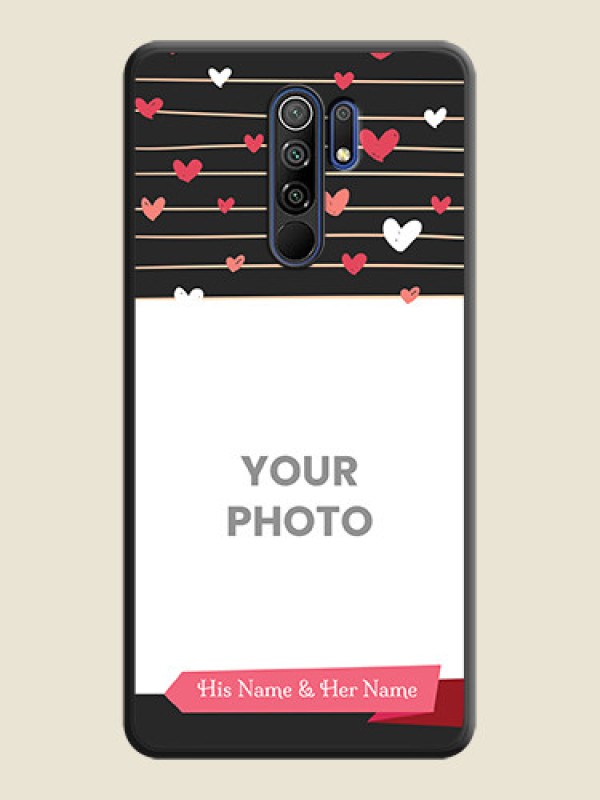Custom Love Pattern with Name on Pink Ribbon  on Photo on Space Black Soft Matte Back Cover - Poco M2 - alternate view
