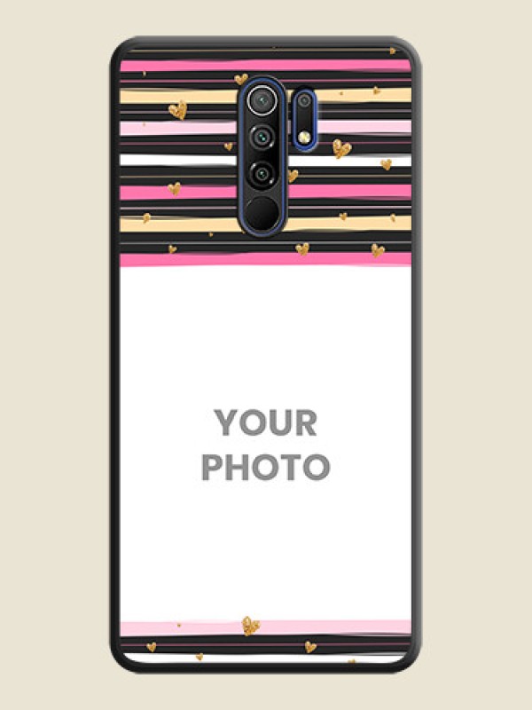 Custom Multicolor Lines and Golden Love Symbols Design on Photo on Space Black Soft Matte Mobile Cover - Poco M2 - alternate view