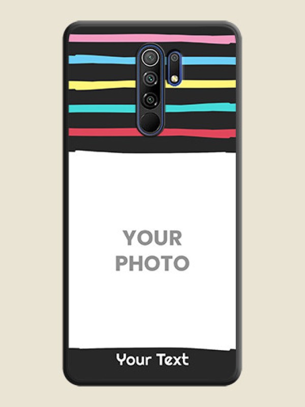 Custom Multicolor Lines with Image on Space Black Personalized Soft Matte Phone Covers - Poco M2 - alternate view