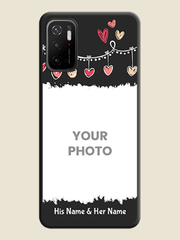 Custom Pink Love Hangings with Name on Space Black Custom Soft Matte Phone Cases - Poco M3 Pro - alternate view