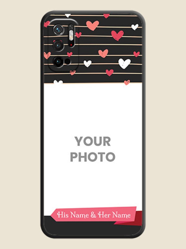 Custom Love Pattern with Name on Pink Ribbon  on Photo on Space Black Soft Matte Back Cover - Poco M3 Pro - alternate view