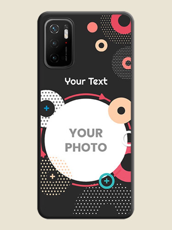 Custom Multicoloured Round Image on Personalised Space Black Soft Matte Cases - Poco M3 Pro - alternate view