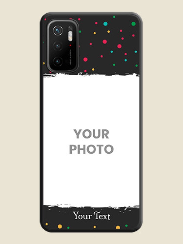 Custom Multicolor Dotted Pattern with Text on Space Black Custom Soft Matte Phone Back Cover - Poco M3 Pro - alternate view