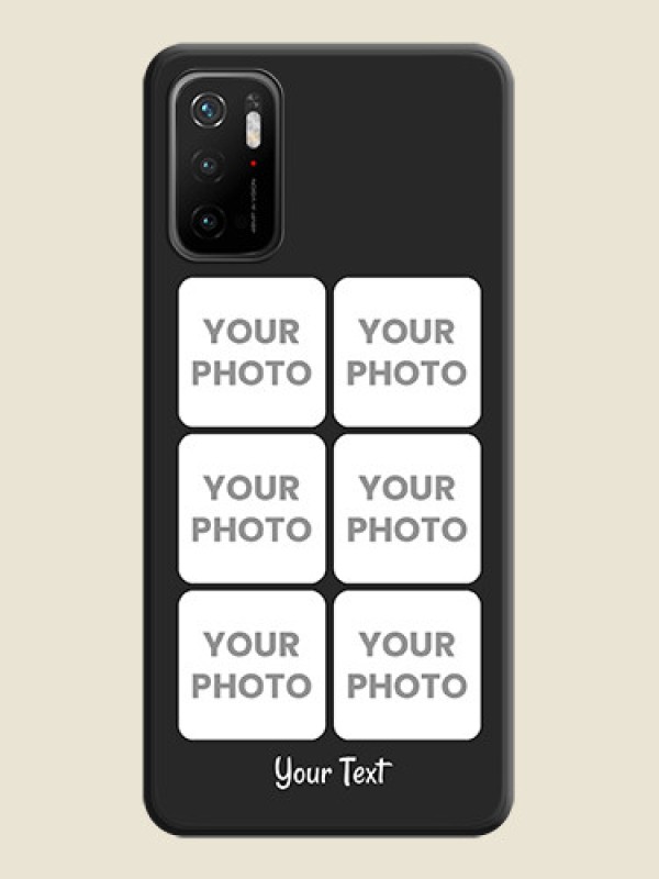 Custom Floral Art with 6 Image Holder on Photo on Space Black Soft Matte Mobile Case - Poco M3 Pro - alternate view