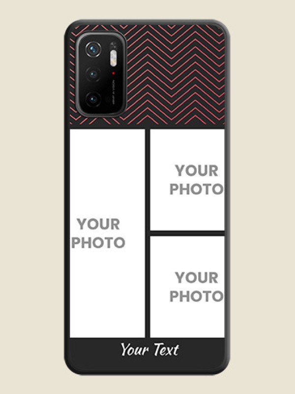 Custom Wave Pattern with 3 Image Holder on Space Black Custom Soft Matte Back Cover - Poco M3 Pro - alternate view