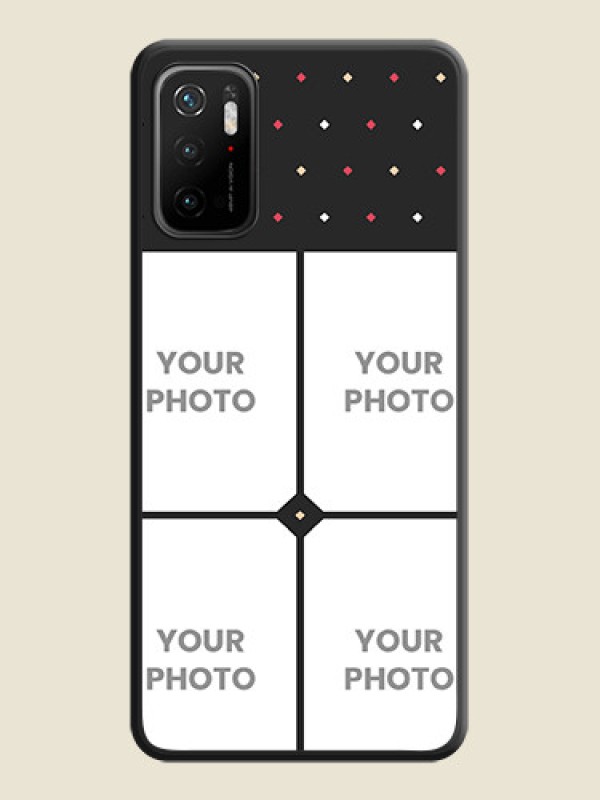 Custom Multicolor Dotted Pattern with 4 Image Holder on Space Black Custom Soft Matte Phone Cases - Poco M3 Pro - alternate view