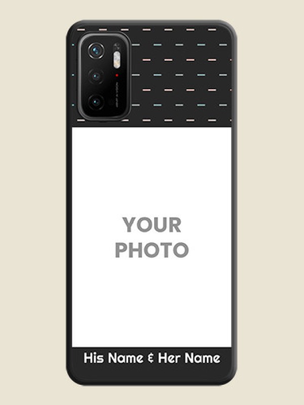 Custom Line Pattern Design with Text on Space Black Custom Soft Matte Phone Back Cover - Poco M3 Pro - alternate view