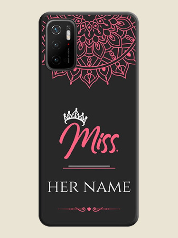 Custom Mrs Name with Floral Design on Space Black Personalized Soft Matte Phone Covers - Poco M3 Pro - alternate view
