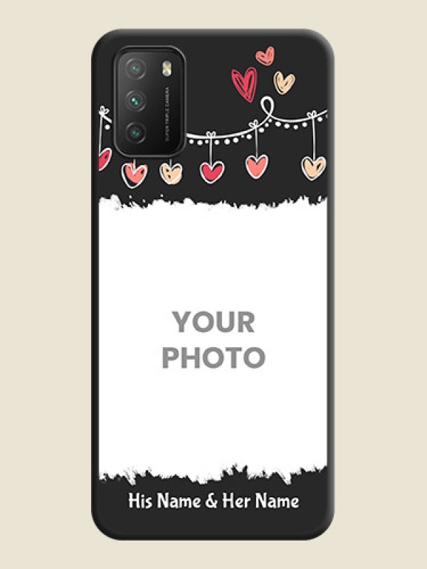 Custom Pink Love Hangings with Name on Space Black Custom Soft Matte Phone Cases - Poco M3 - alternate view
