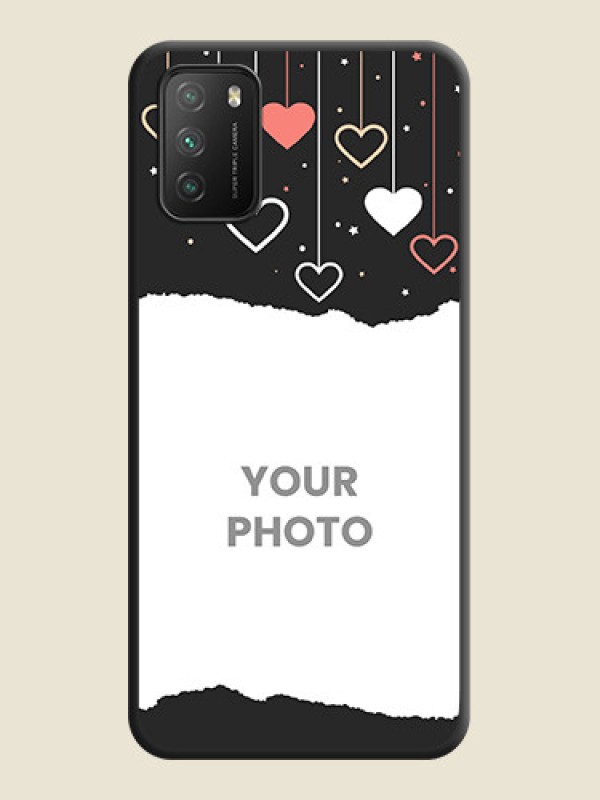 Custom Love Hangings with Splash Wave Picture on Space Black Custom Soft Matte Phone Back Cover - Poco M3 - alternate view