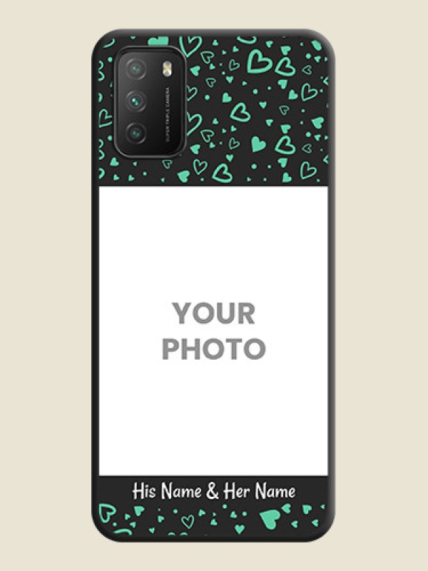 Custom Sea Green Indefinite Love Pattern on Photo on Space Black Soft Matte Mobile Cover - Poco M3 - alternate view