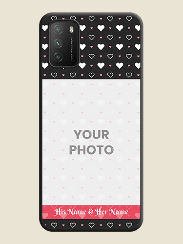 Custom White Color Love Symbols with Text Design on Photo on Space Black Soft Matte Phone Cover - Poco M3 - alternate view