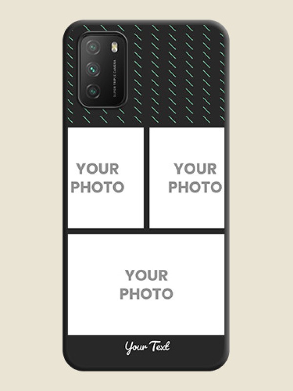 Custom Cross Dotted Pattern with 2 Image Holder  on Personalised Space Black Soft Matte Cases - Poco M3 - alternate view