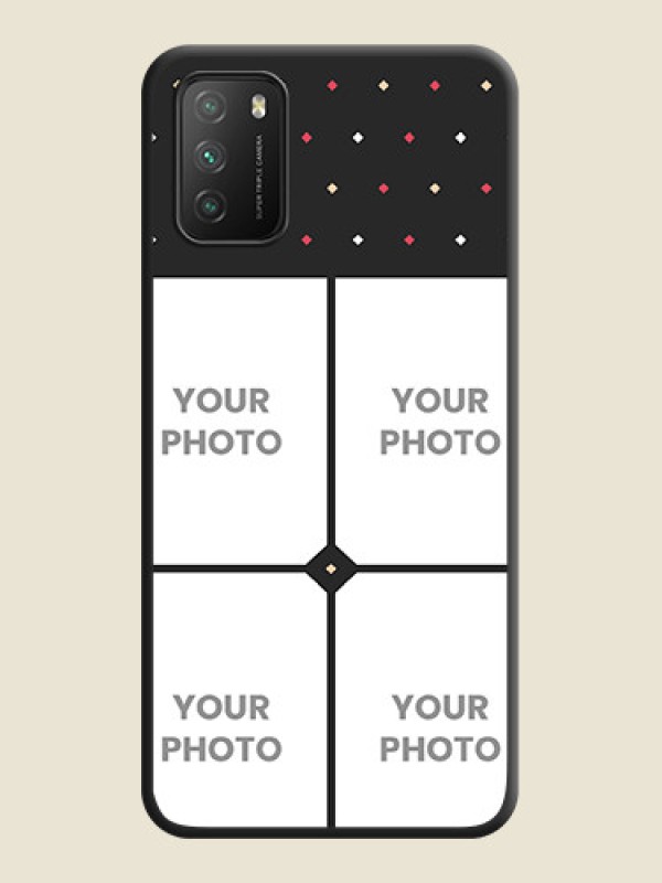 Custom Multicolor Dotted Pattern with 4 Image Holder on Space Black Custom Soft Matte Phone Cases - Poco M3 - alternate view