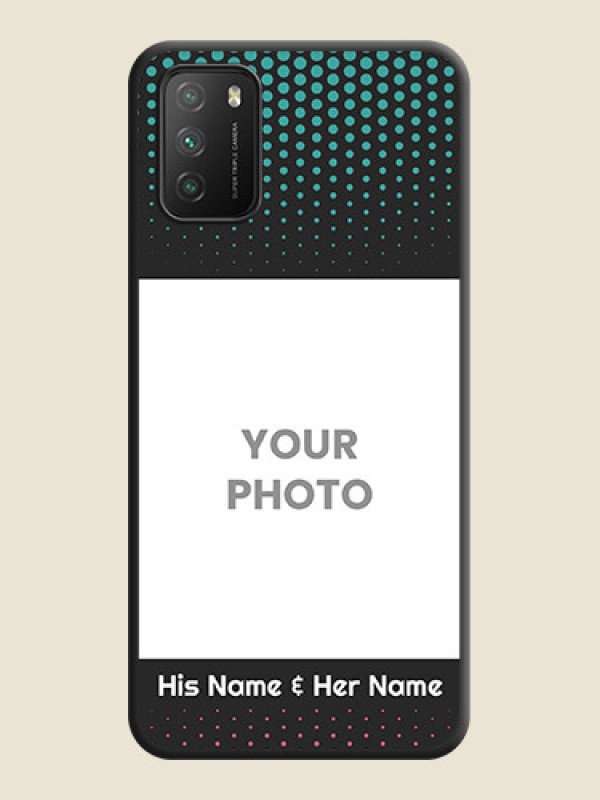 Custom Faded Dots with Grunge Photo Frame and Text on Space Black Custom Soft Matte Phone Cases - Poco M3 - alternate view
