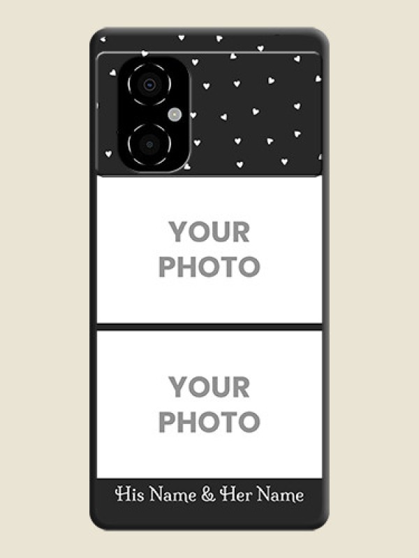 Custom Miniature Love Symbols with Name on Space Black Custom Soft Matte Back Cover - Poco M4 5G - alternate view