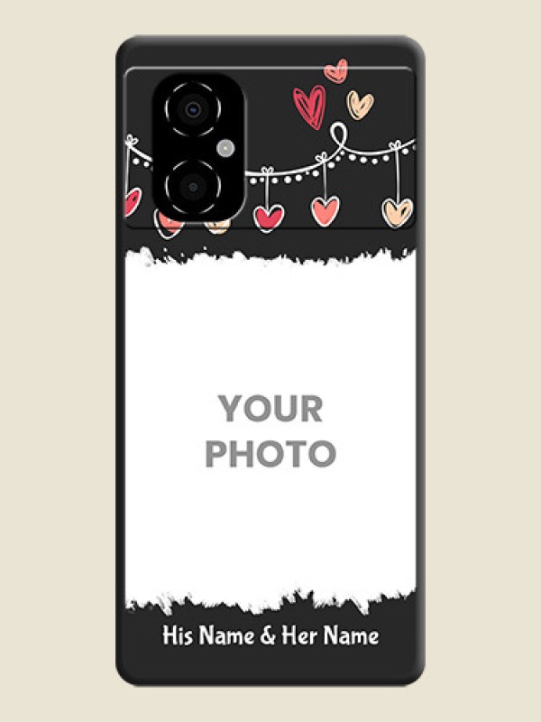 Custom Pink Love Hangings with Name on Space Black Custom Soft Matte Phone Cases - Poco M4 5G - alternate view